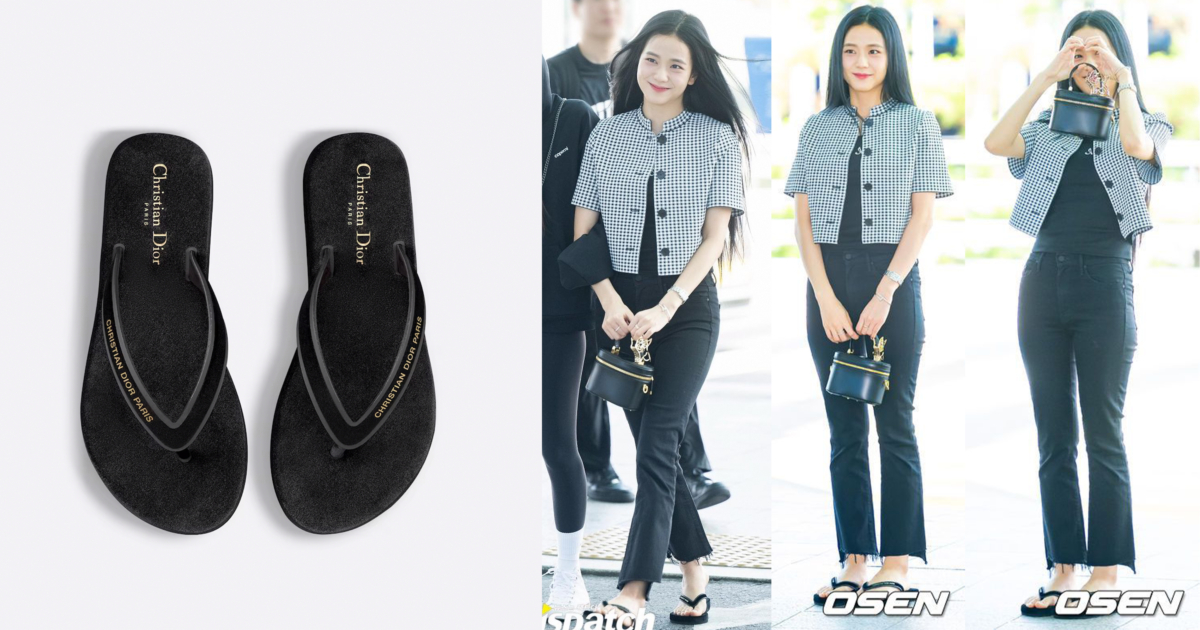 JISOO穿著DIORSEA THONG SANDAL