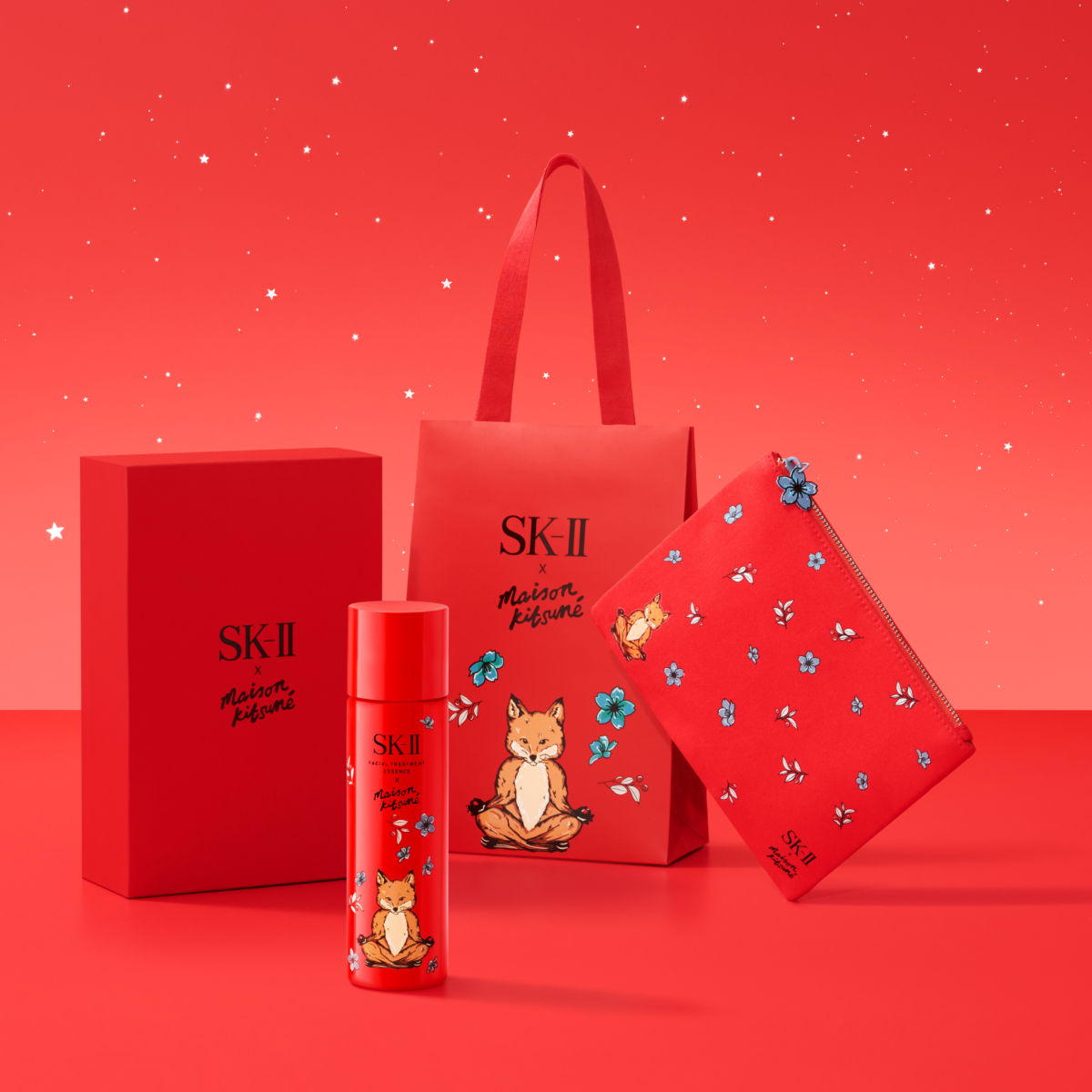SK-II x MAISON KITSUNÉ 限量版青春露紅色禮盒