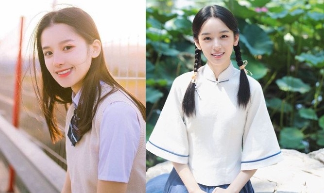 周也撞臉張婧儀。