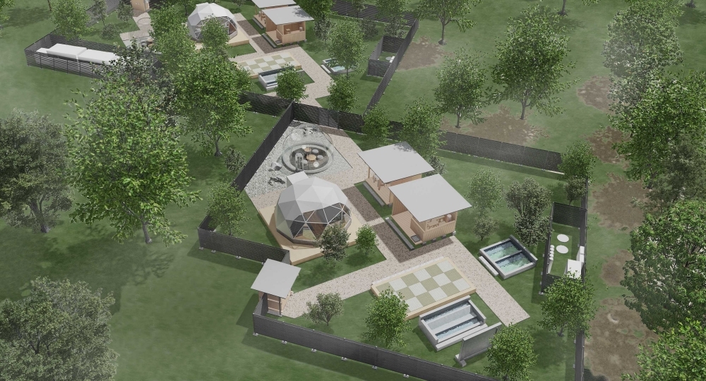 「dots by Dot Glamping Suite 001」豪華露營區全景。