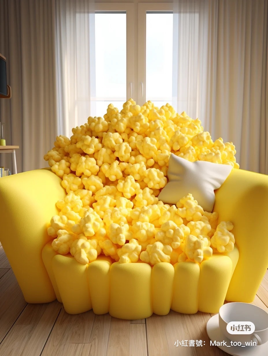 佈滿爆米花的沙發