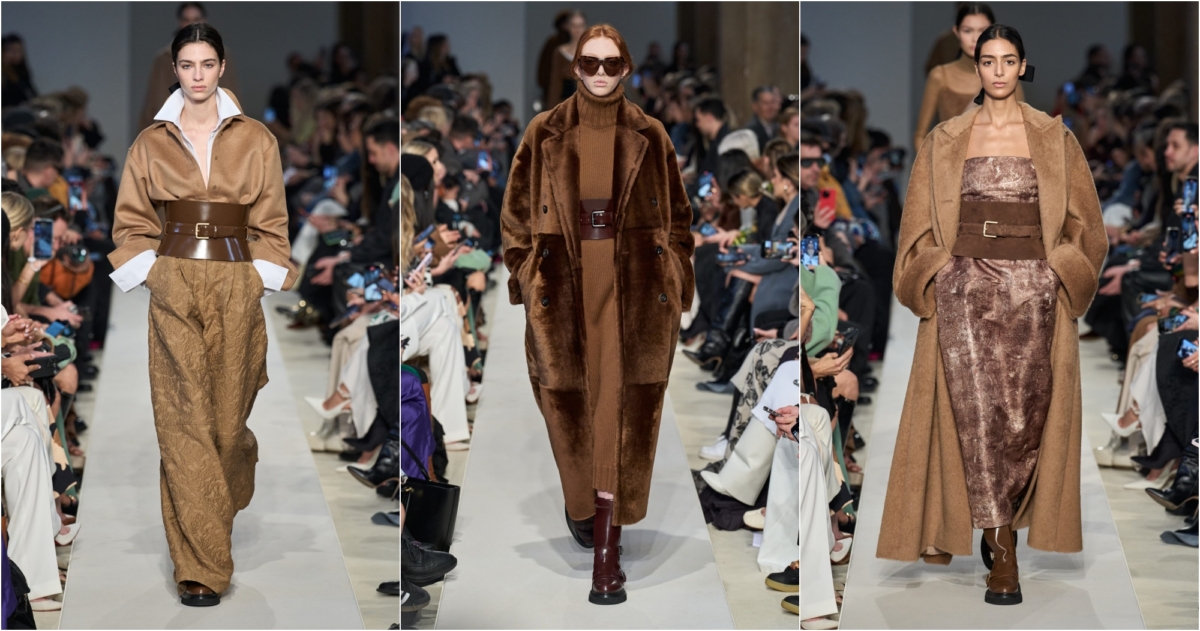 Max Mara 2023秋冬系列駝色至上,於理性與秩序的嚴密剪裁結構設計中融入一絲浪漫的氣息。