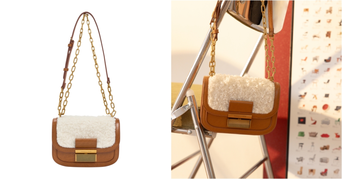 CHARLES & KEITH Charlot 仿毛鍊條包,NT$2,890