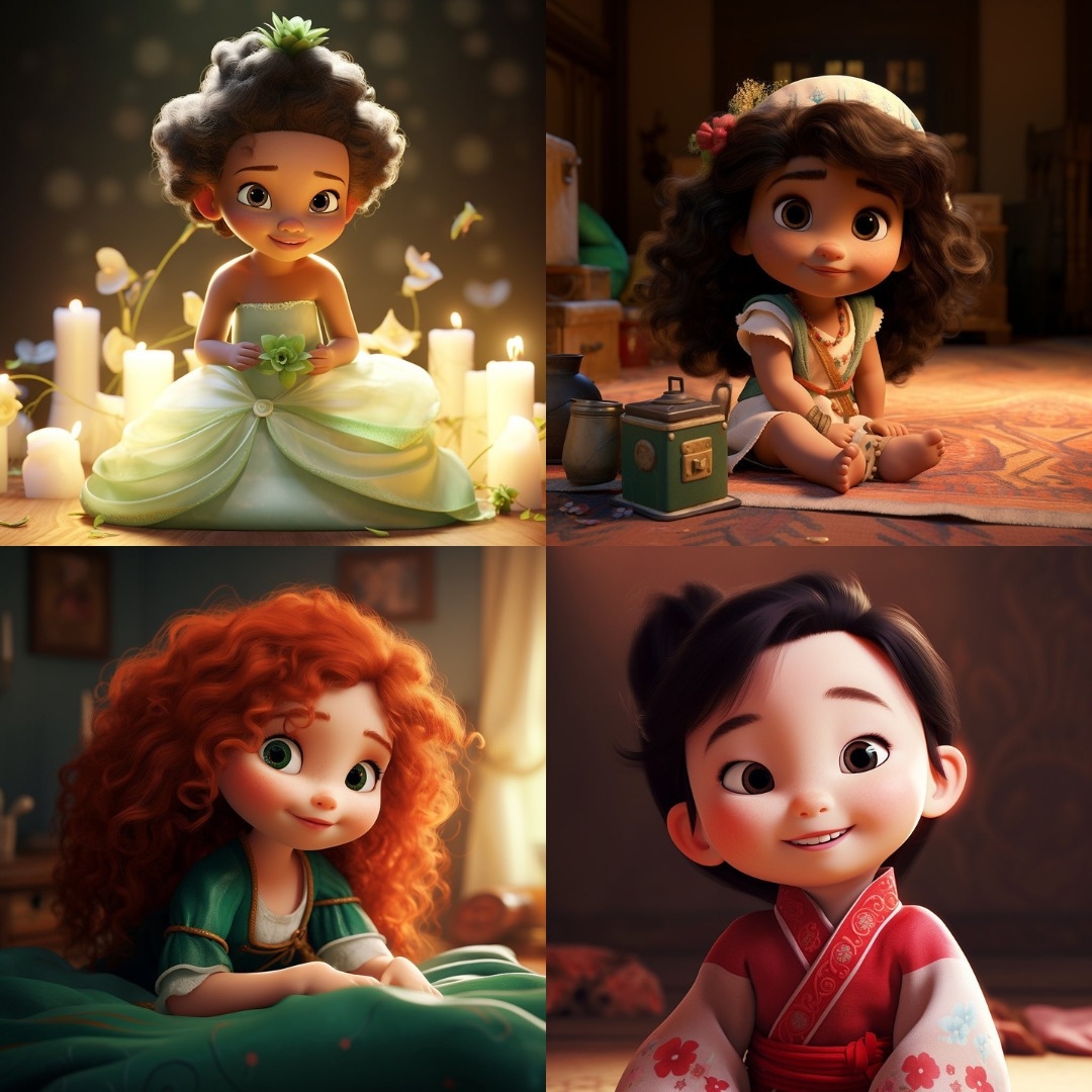 外國畫家畫了一組超可愛的Pixar風格迪士尼公主!