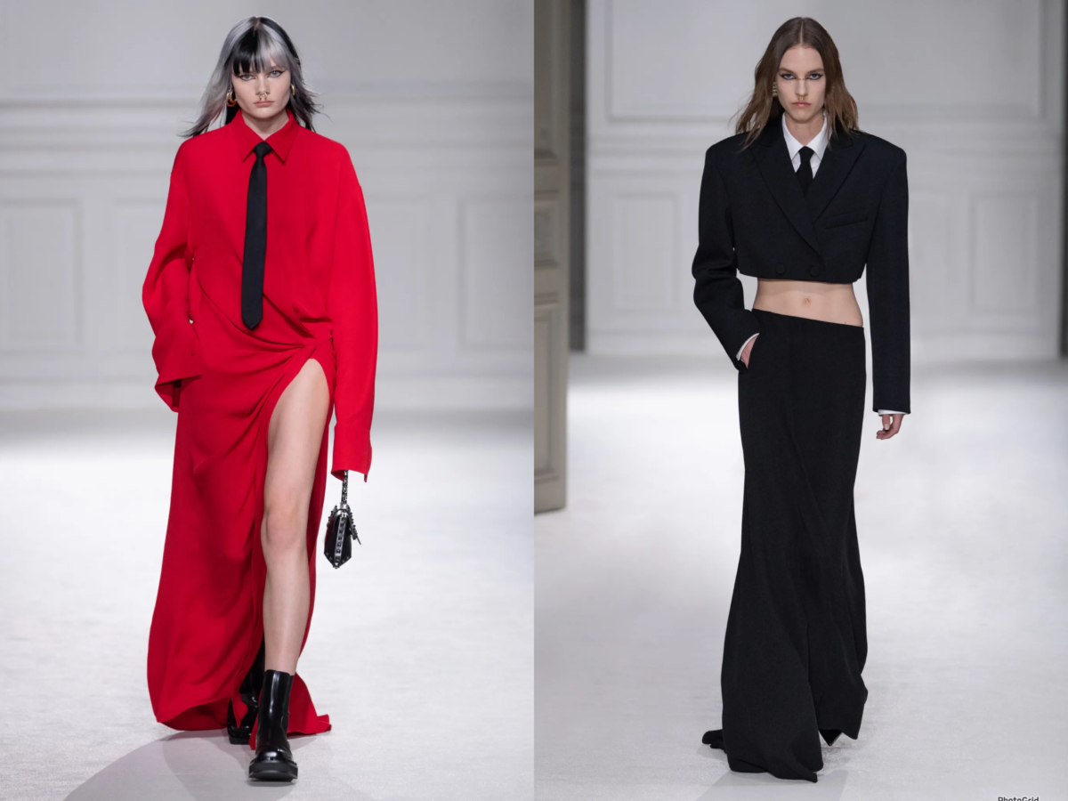 Valentino 2023秋冬系列大玩服裝輪廓。