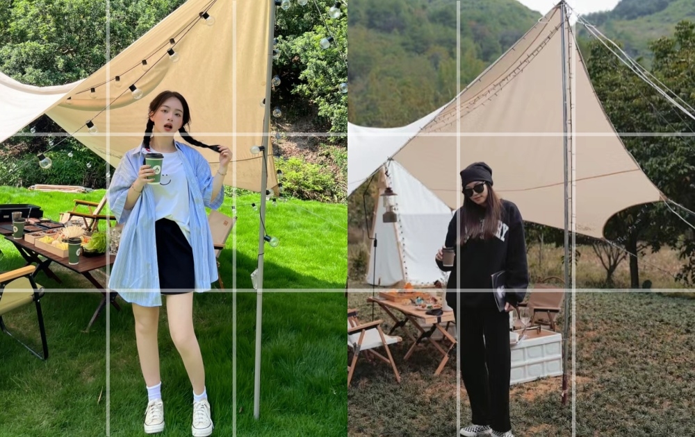 露營拍照技巧3：站在帳篷前