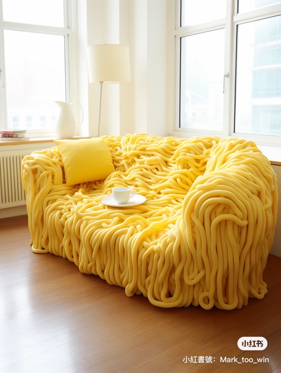 泡麵沙發怪異的樣貌引起關注