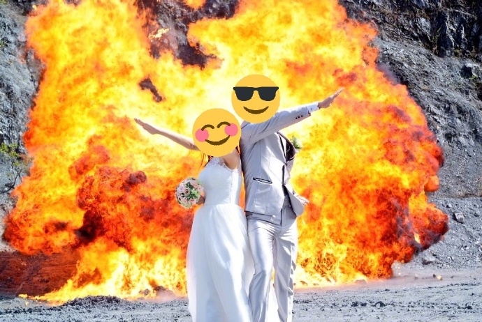「爆炸婚紗照」在日本掀起一陣流行