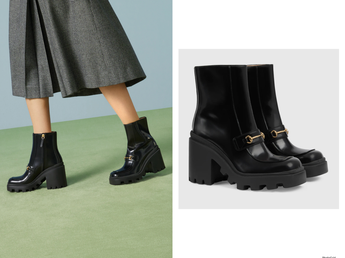 Gucci Horsebit 馬銜鍊亮皮靴，參考定價 NT$33,000