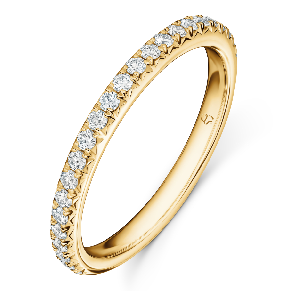 Hearts On Fire Vela 黃K金法式鑲嵌鑽石線戒 寬度約2.0mm,NT$74,000