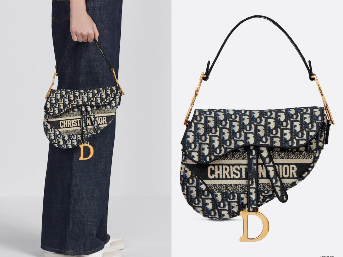 Dior Saddl 藍色單寧刺繡斜紋馬鞍包,參考定價 NT$125,000