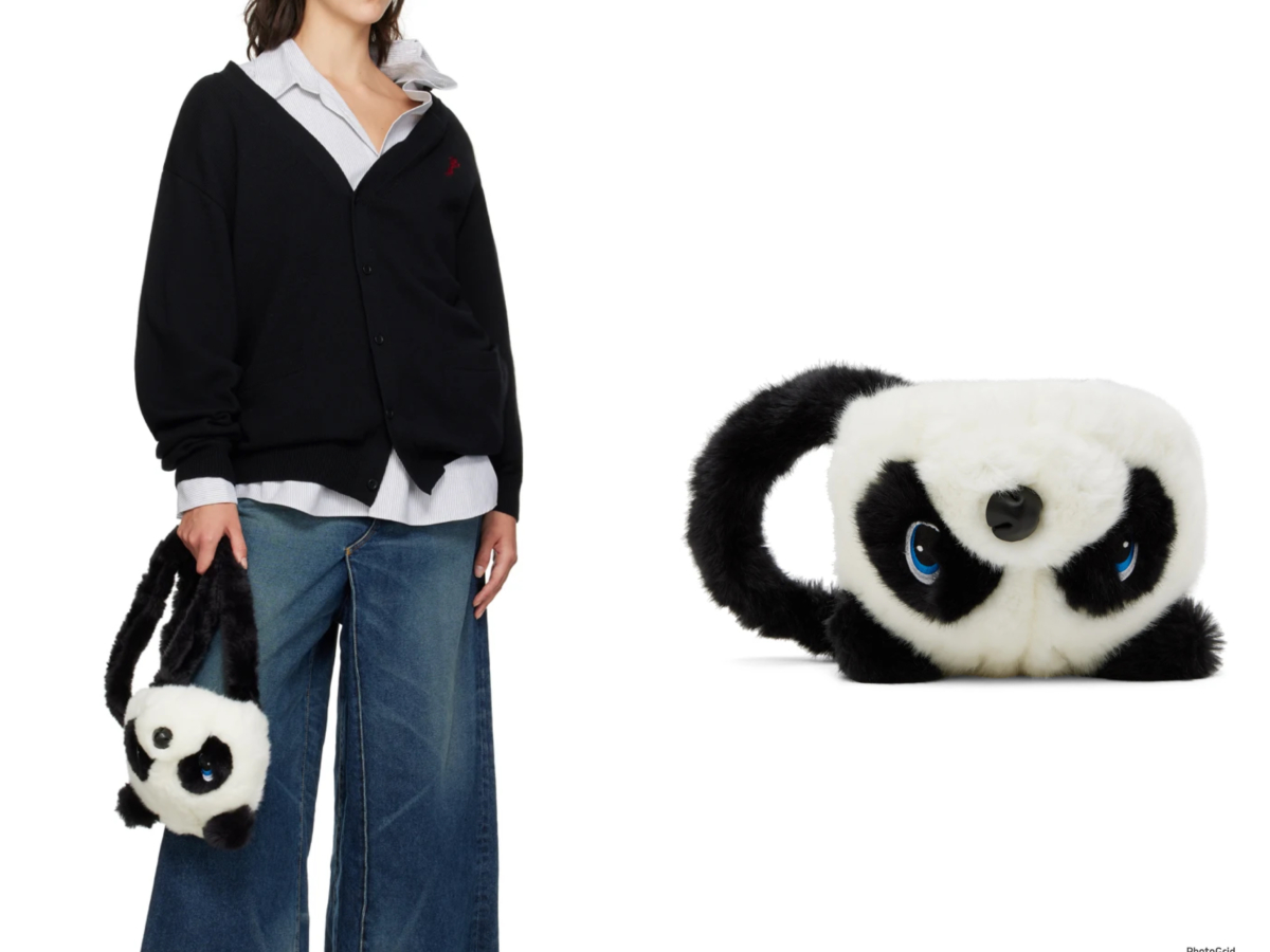 MOSCHINO 黑白色熊貓單肩包,參考定價 NT$15,000。