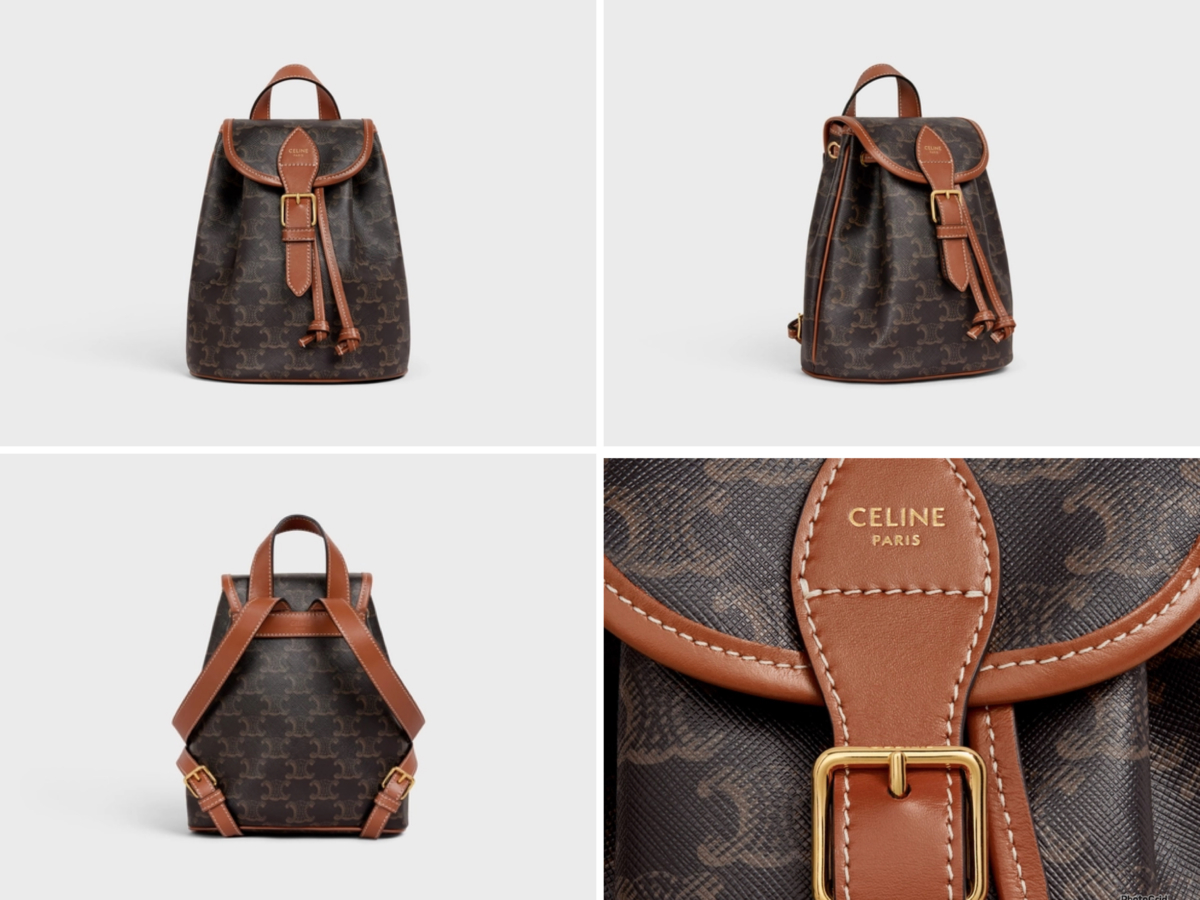 CELINE Triomphe Folio 帆布小牛皮迷你背包,參考定價 NT$ 65,000