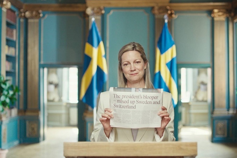 報紙中的總統把瑞典和瑞士搞混了