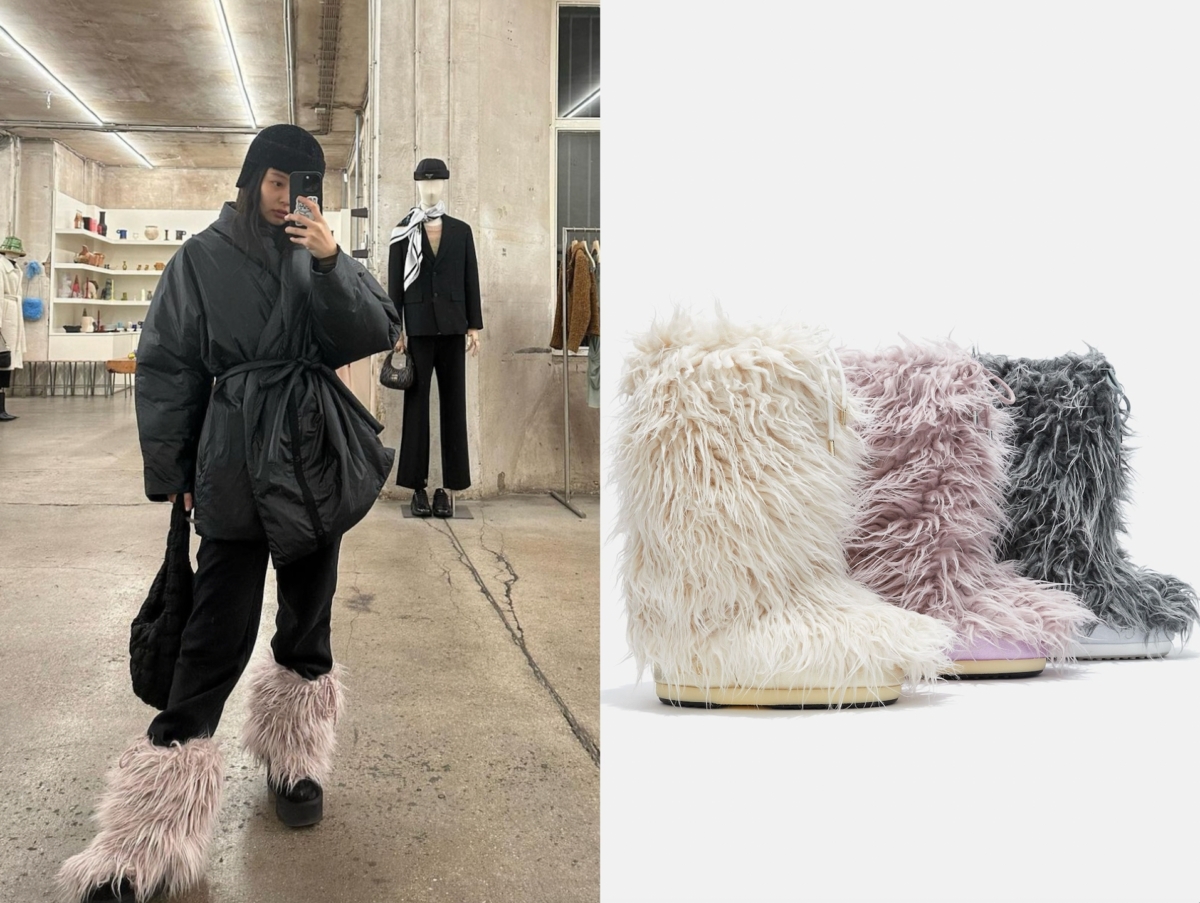 MOON BOOT 粉色人造毛皮靴套，參考定價 NT$5,700