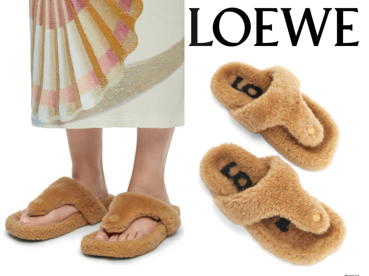 LOEWE 棕色羊毛涼鞋,參考定價 NT$35,000