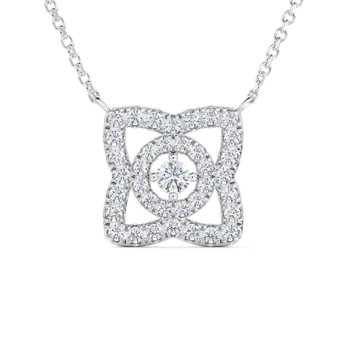 De Beers Enchanted Lotus 18K白金鑽石吊墜項鍊,NT117,000