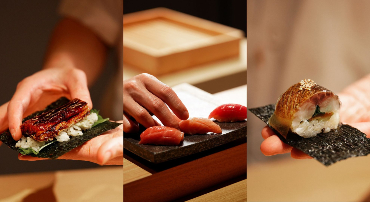 「OMAKASE TASTING MENU經典短套餐」以焦香可口的蒲燒鰻魚手卷、肥美豐厚的鯖魚棒壽司、散發著香嫩油香的大蔥鮪魚手卷最受到歡迎。