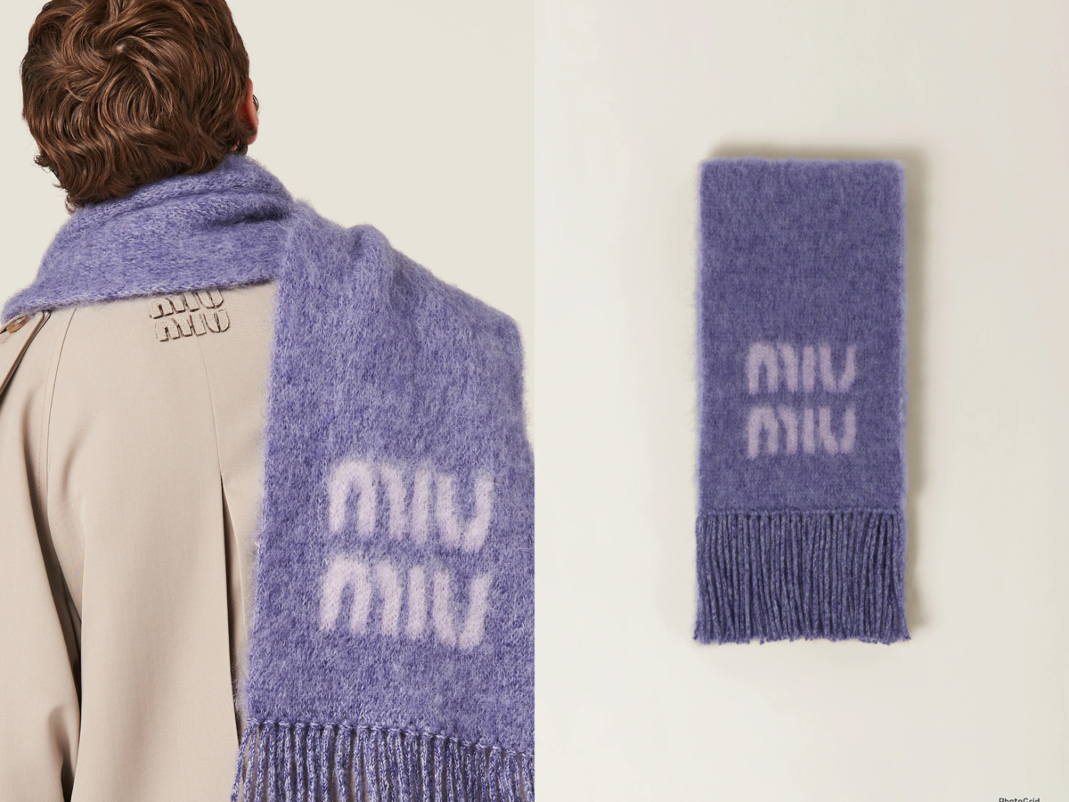 MIU MIU羊毛混馬海毛圍巾，參考定價 NT$ 23,000