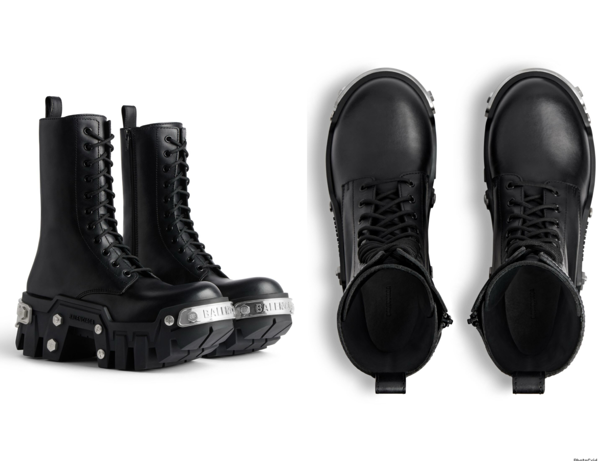 Balenciaga 光滑小牛皮繫帶靴，參考定價 NT$60,400