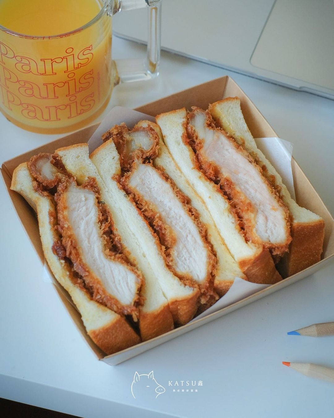 酥脆飽滿的「豬排三明治」是外帶限定的夢幻逸品。