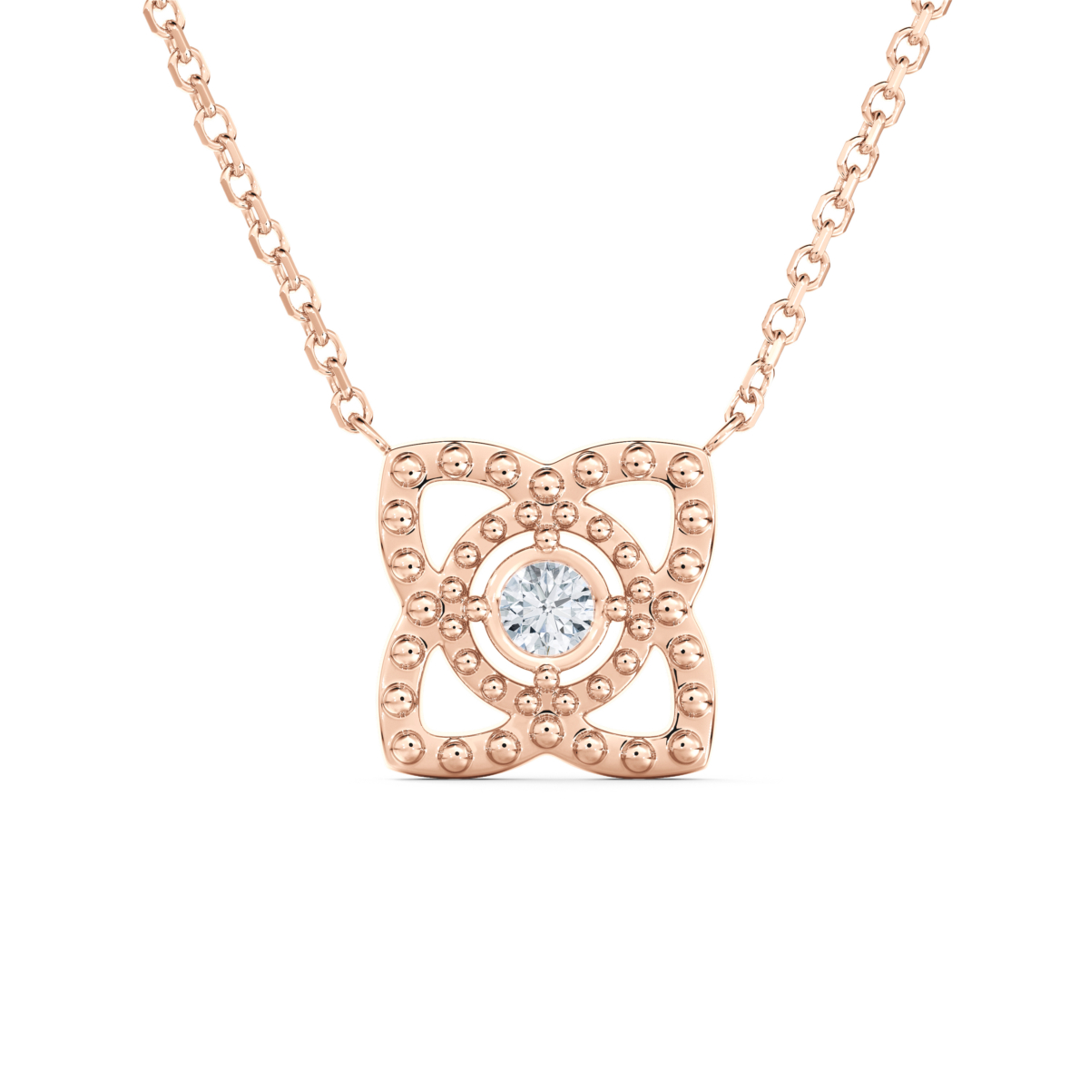 De Beers Enchanted Lotus 18K玫瑰金圓珠飾邊吊墜項鍊,NT$44,000