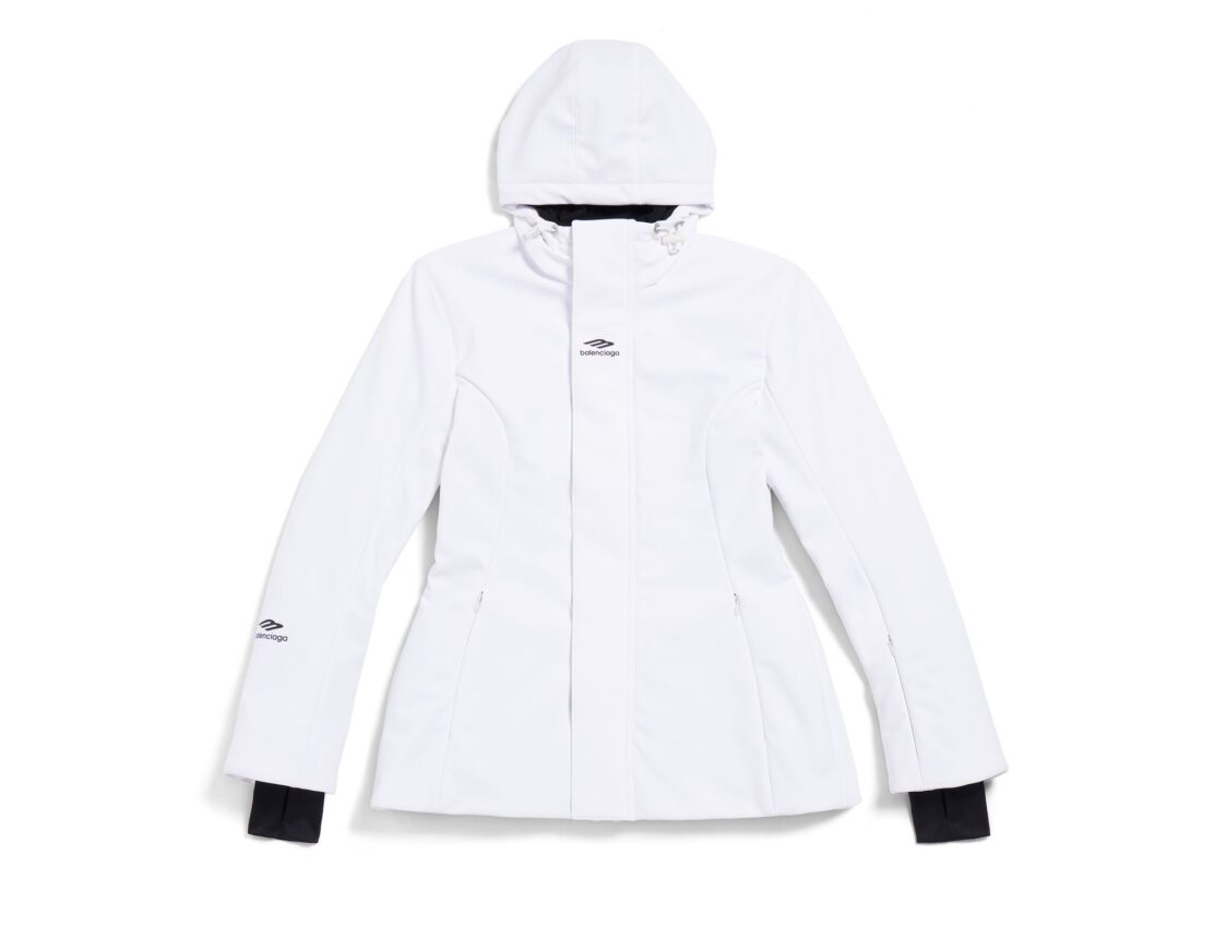 Balenciaga 白色粘合彈力尼龍3B運動滑雪沙漏派克大衣,參考定價 NT$134,600