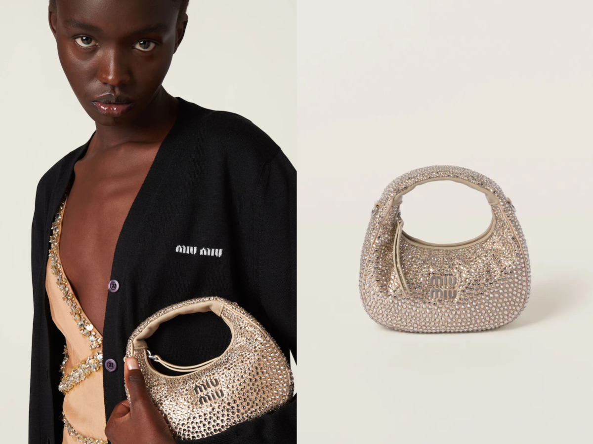 Miu Miu Wander 水晶絲緞迷你新月包,NT$ 89,000