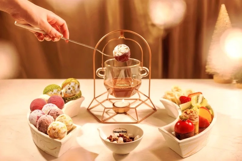Häagen-Dazs內用冰淇淋火鍋精緻可愛。