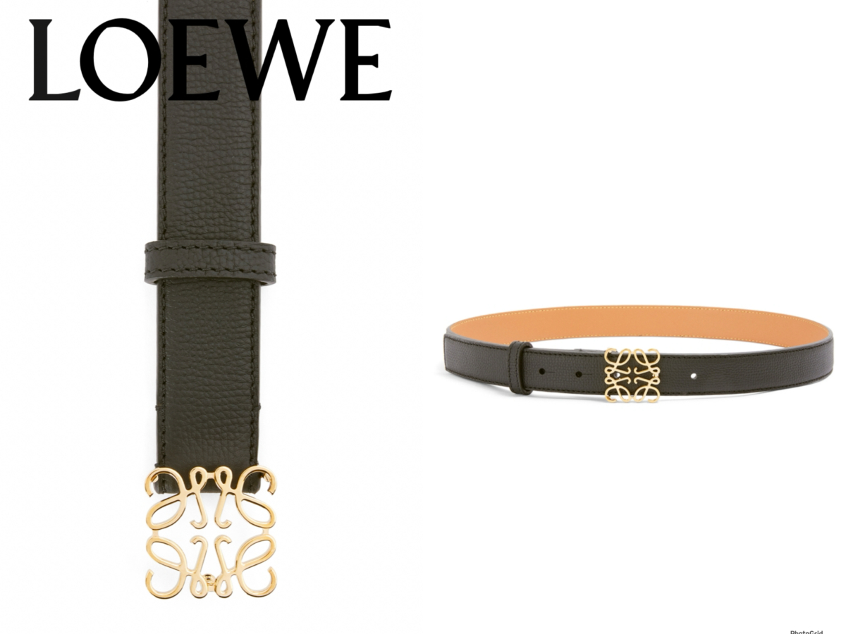 LOEWE Anagram 卵石紋小牛皮腰帶，參考定價 NT$13,000