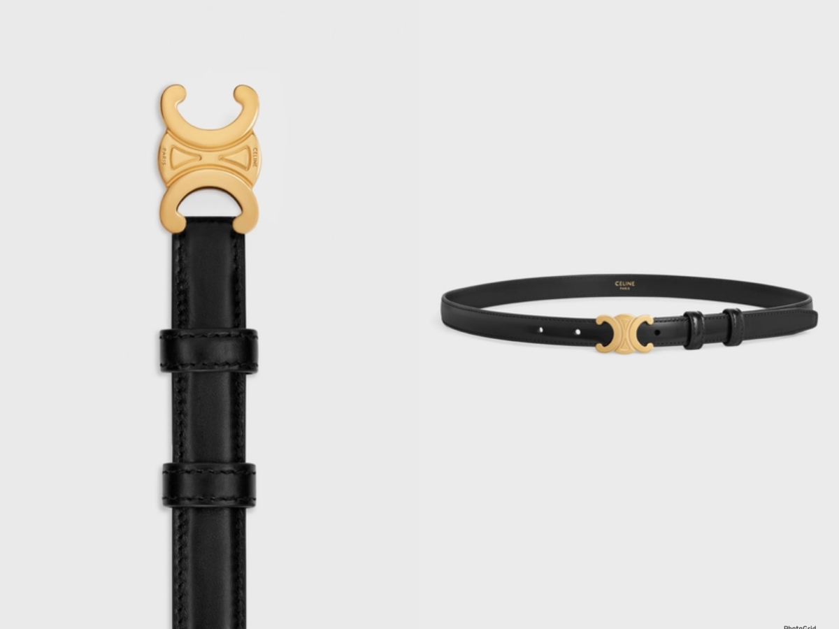 Celine TAURILLON 皮革小型腰帶黝黑色，參考定價 NT$20,500