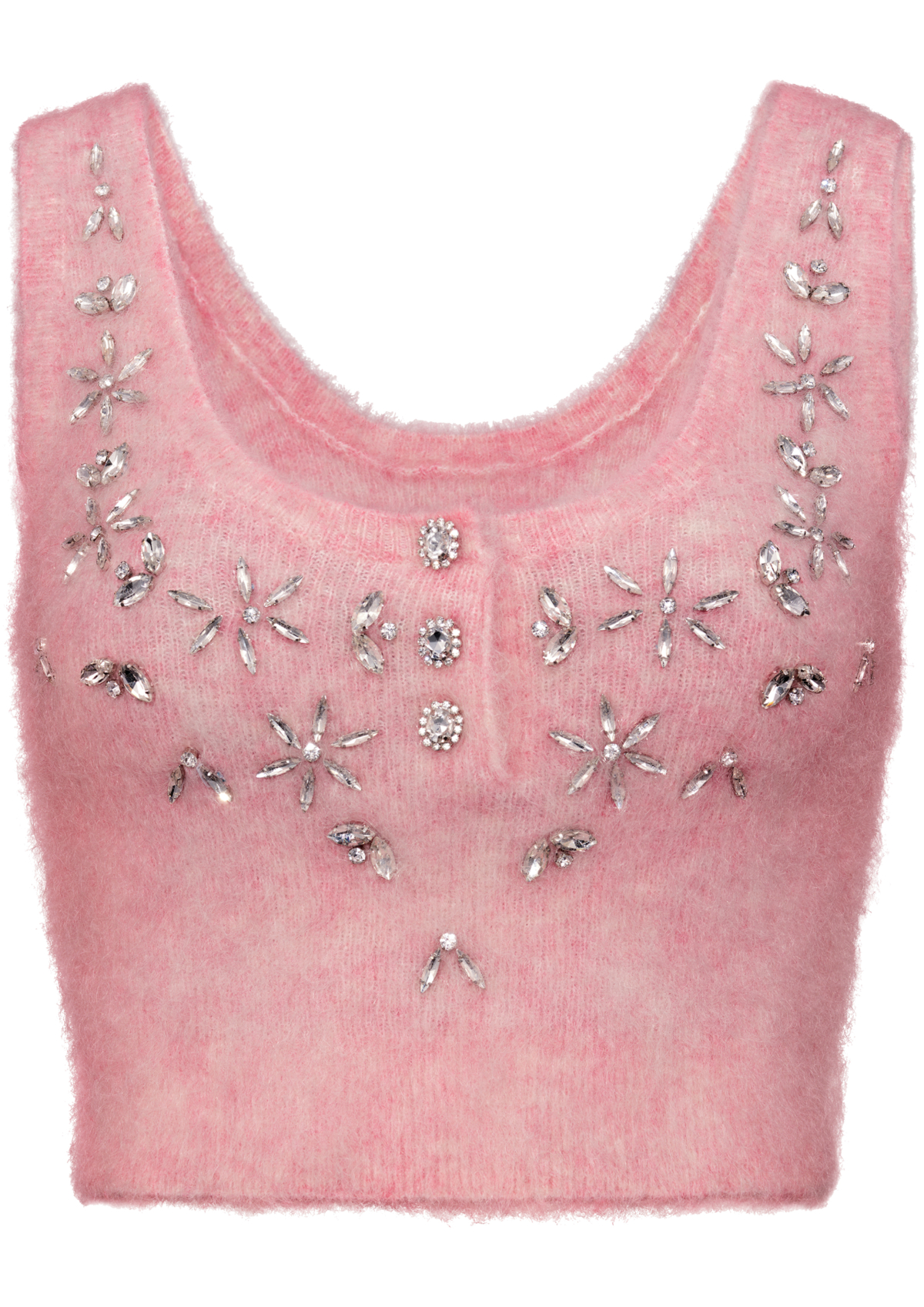 Rabanne H&M 綴飾馬海毛混紡背心上衣，NT$2,999。