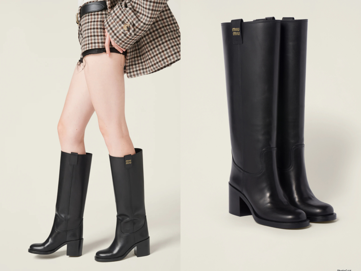 MIU MIU 黑色皮靴，參考定價 NT$56,000