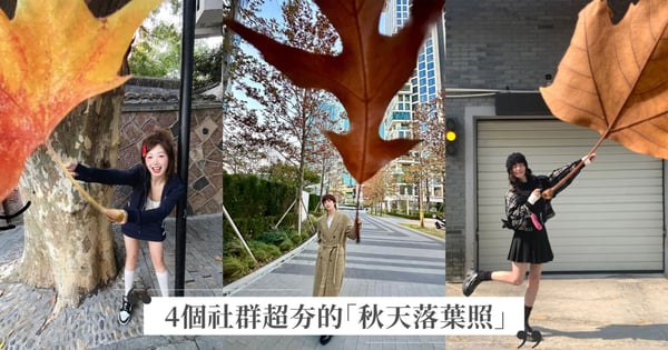 2023秋天最紅！4個社群超夯的「落葉照」氣氛滿滿，跟著韓星拿巨大落葉、化身成秋季小仙女♡