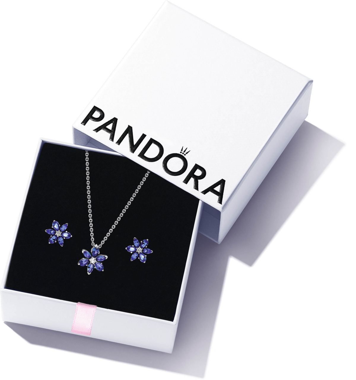 Pandora星夜藍璀璨浮游花項鏈耳環套組 ，NT$ 5,380 (原價 NT$ 6,160)