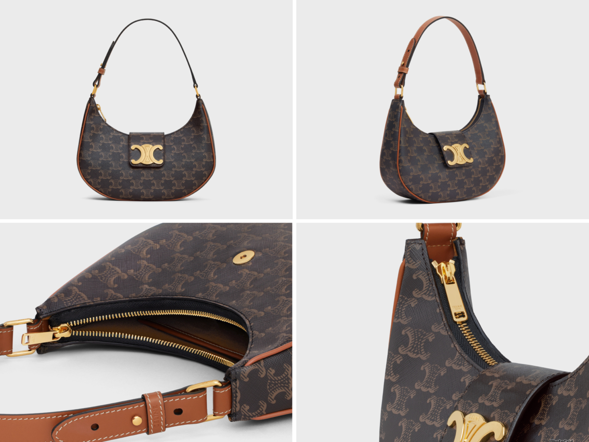 CELINE Ava Triomphe 標誌印花中型牛皮革腋下包,參考定價 NT$ 79,000