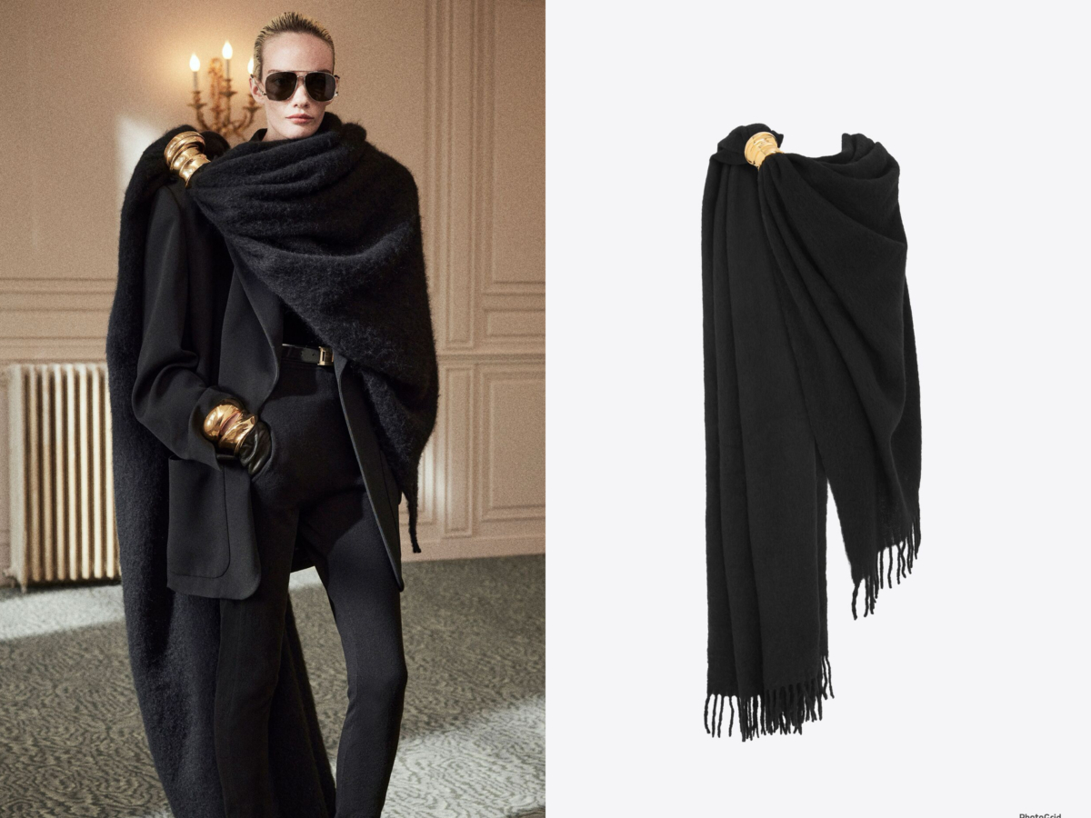 Saint Laurent 羊駝毛、羊毛及馬海毛超長圍巾，參考定價 NT$29,950