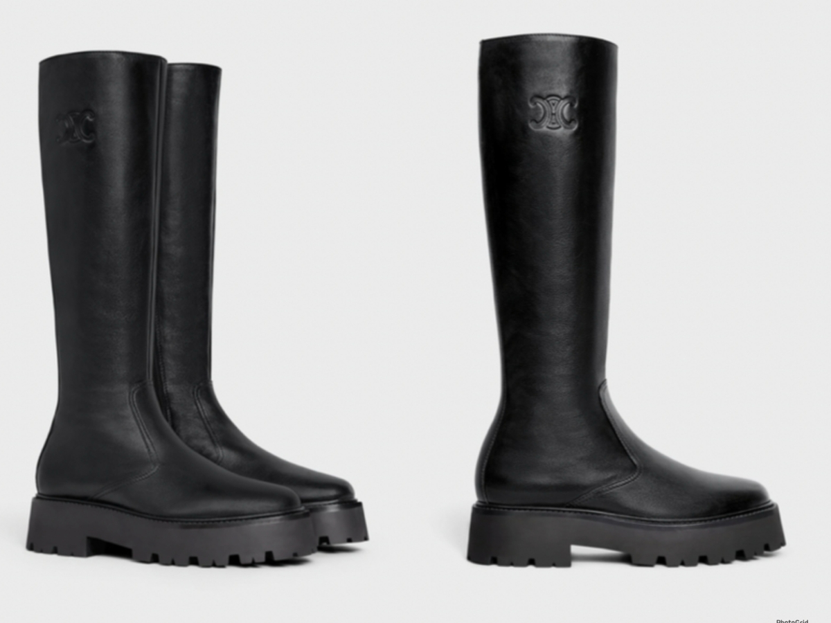 CELINE TRIOMPHE 牛皮革拉鍊皮長靴，參考定價 NT$56,000