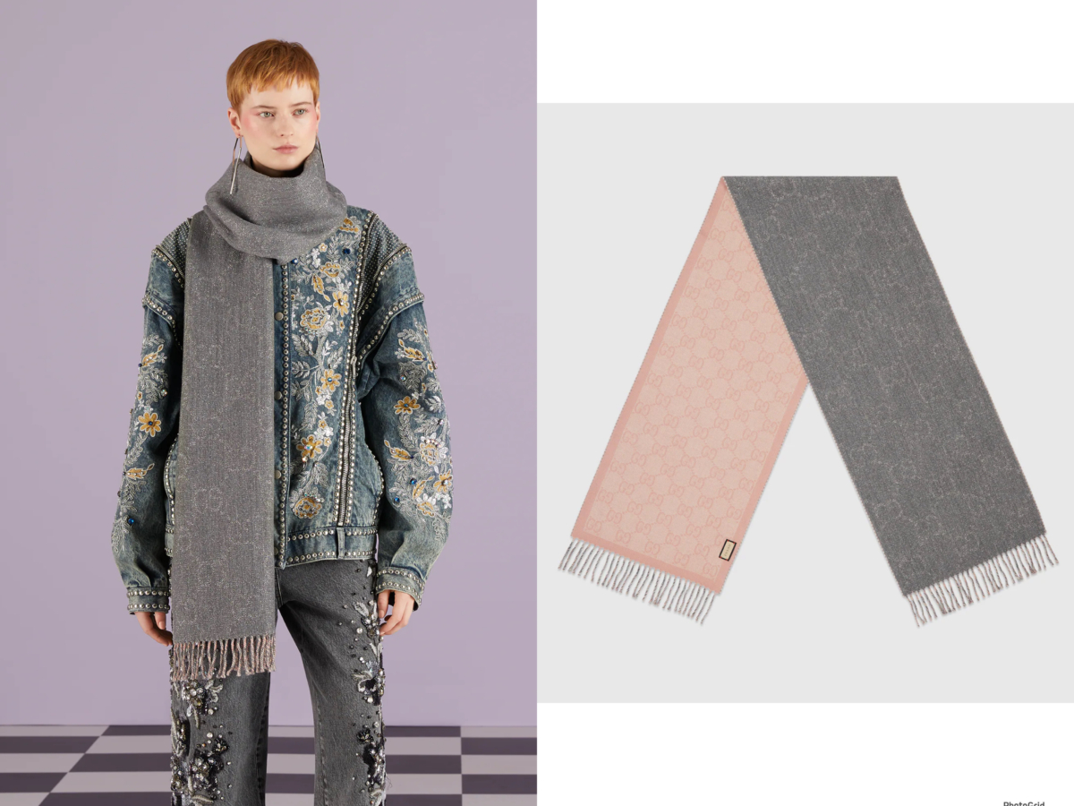 Gucci GG羊毛提花圍巾，參考定價 NT$40,000