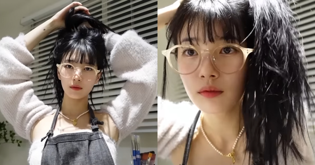 秀智在個人Vlog中配戴BLUE ELEPHANT鏡框