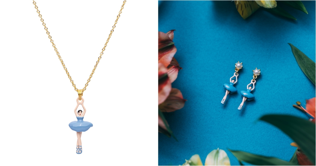 Les Néréides FW23 芭蕾舞伶台灣限定系列–天使號角芭蕾舞伶項鍊$3,600+耳環$4,000
