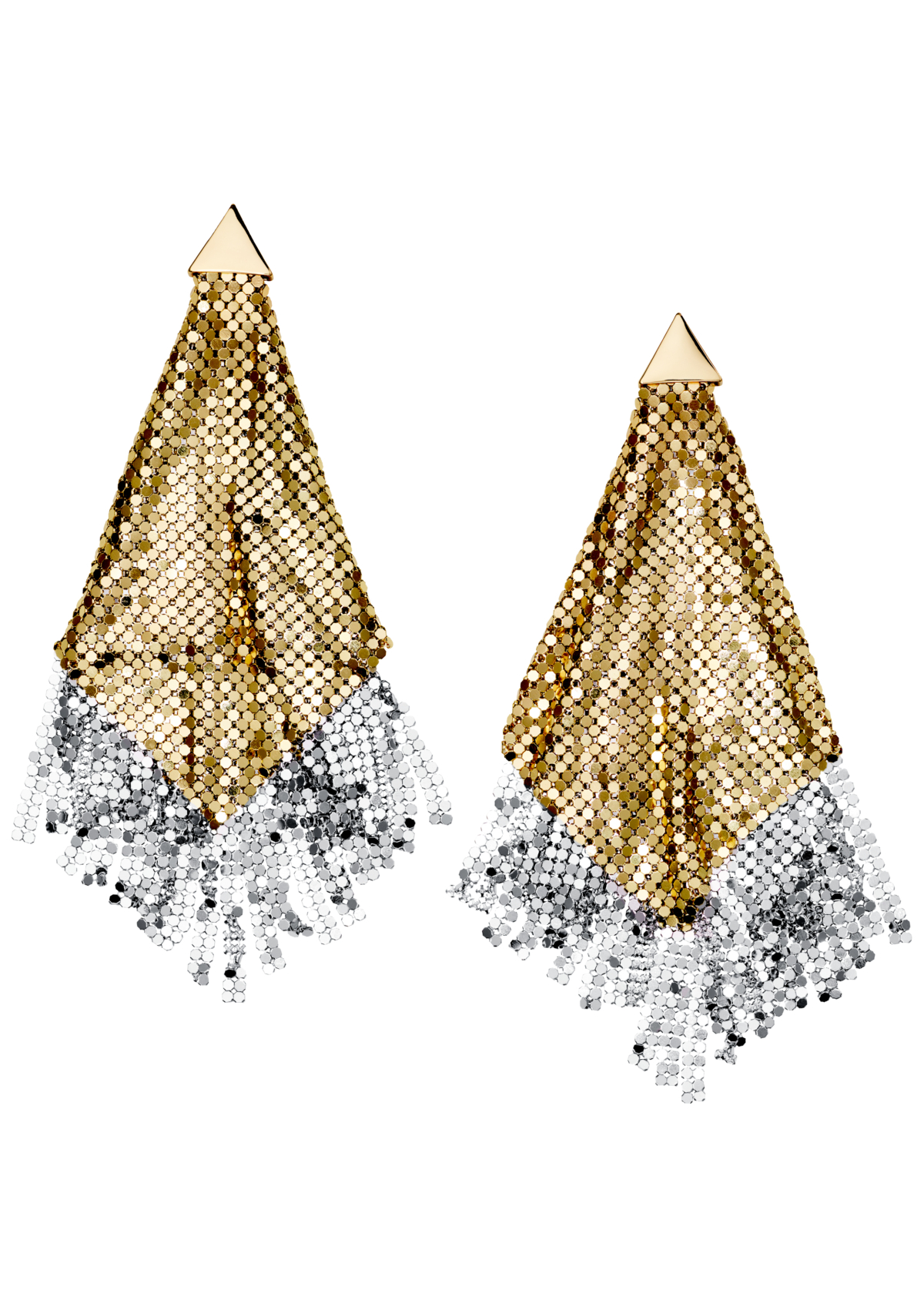 Rabanne H&M 流蘇金屬網格夾式耳環，NT$2,499。