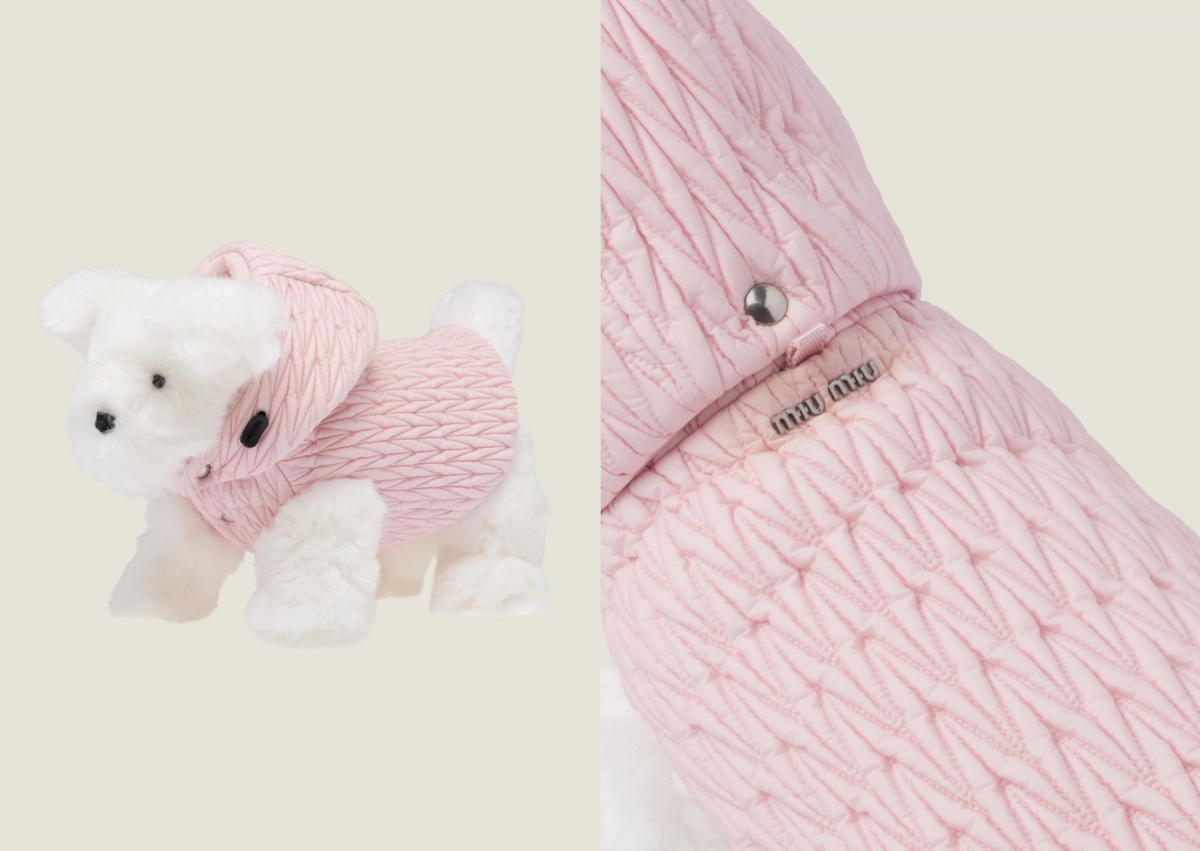 MIU MIU Matelassé布質狗胸帶，NT$ 29,000