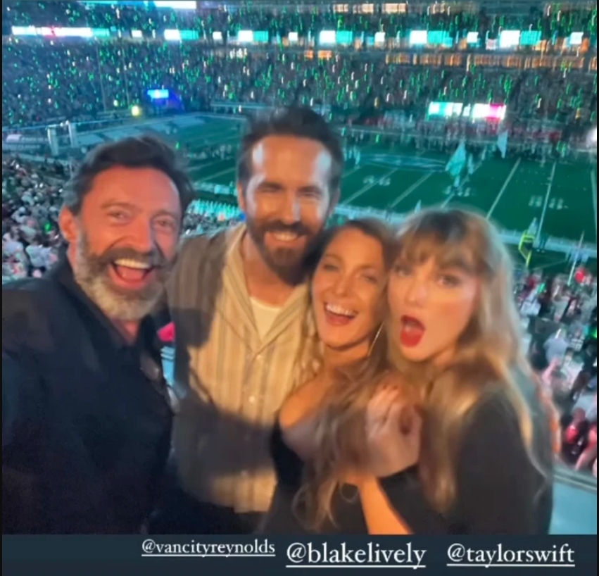 休傑克曼曬出與泰勒絲、Ryan Reynolds和Blake Lively合照