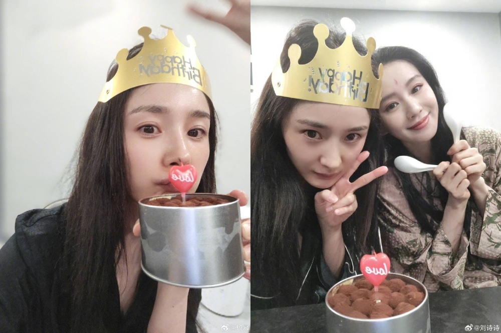 今年劉詩詩幫楊冪慶生，兩人睽違多年再度合體讓粉絲非常驚喜。