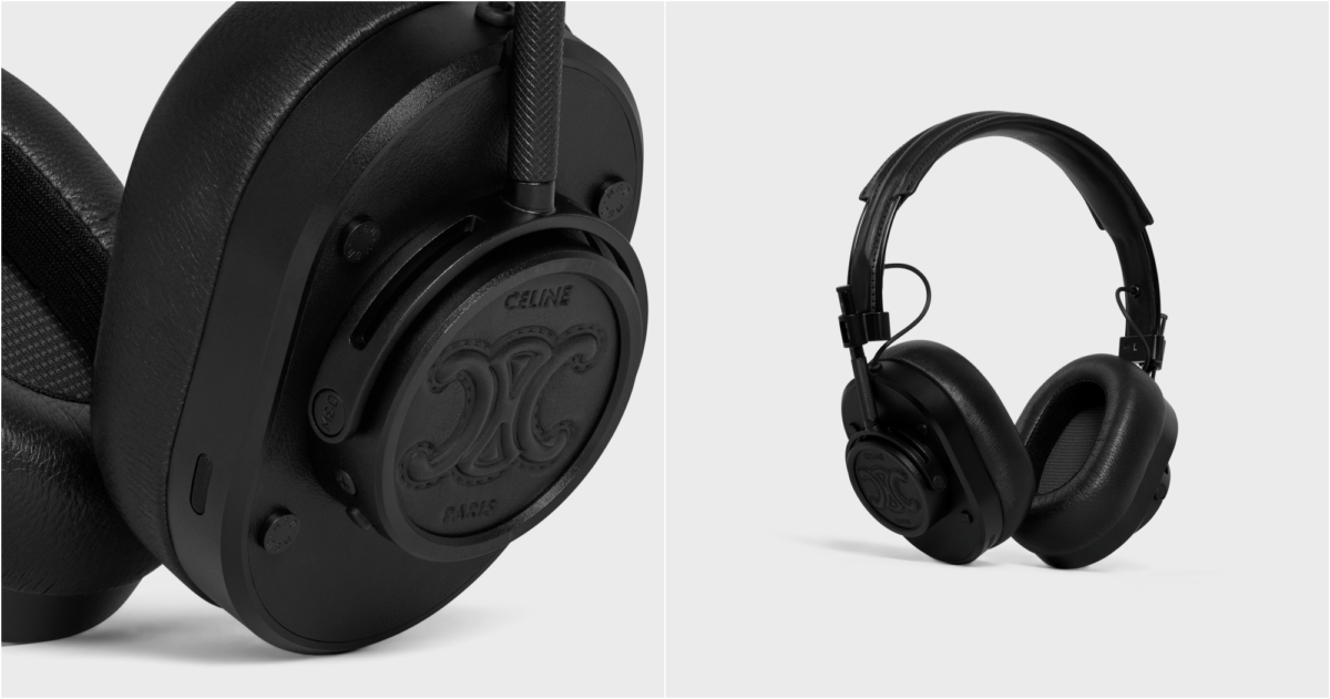 CELINE 黑色TRIOMPHE壓花天然牛皮革耳機 CELINE BY HEDI SLIMANE，NT$31,000