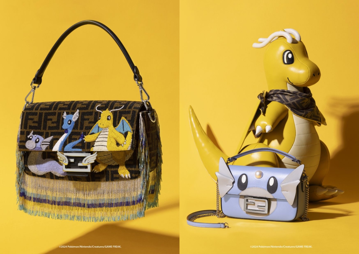 FENDI x FRGMT x POKÉMON聯名系列 串珠造型Baguette,價格店洽;立體造型鏈帶款Baguette,價格店洽。