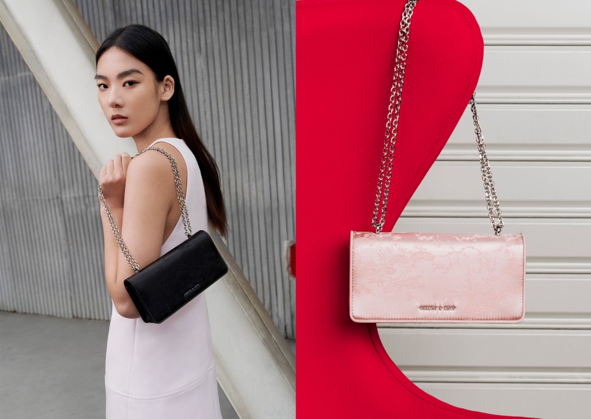 CHARLES & KEITH Paffuto 緞面鍊條長夾,NT$ 1,690