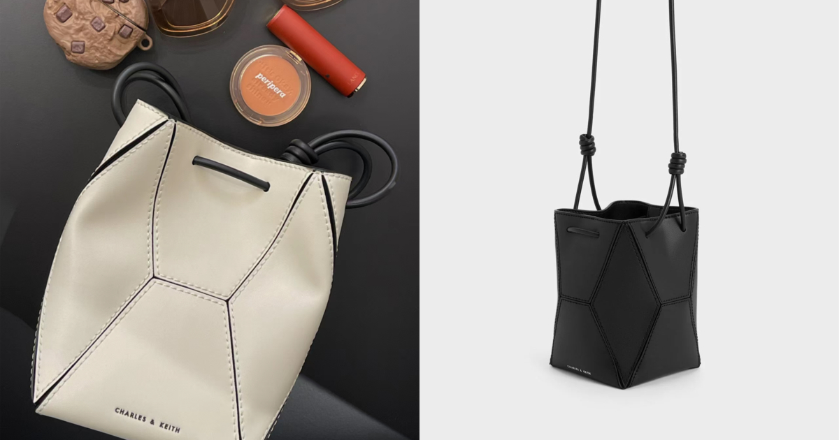 CHARLES & KEITH Nasrin 幾何拼接水桶包