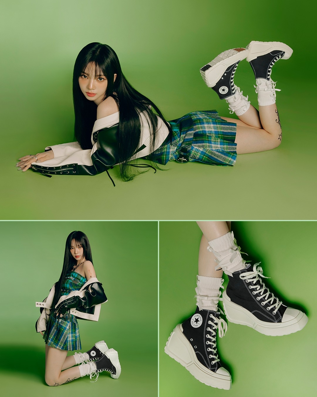 aespa KARINA穿上DE LUXE WEDGE幾何坡跟鞋